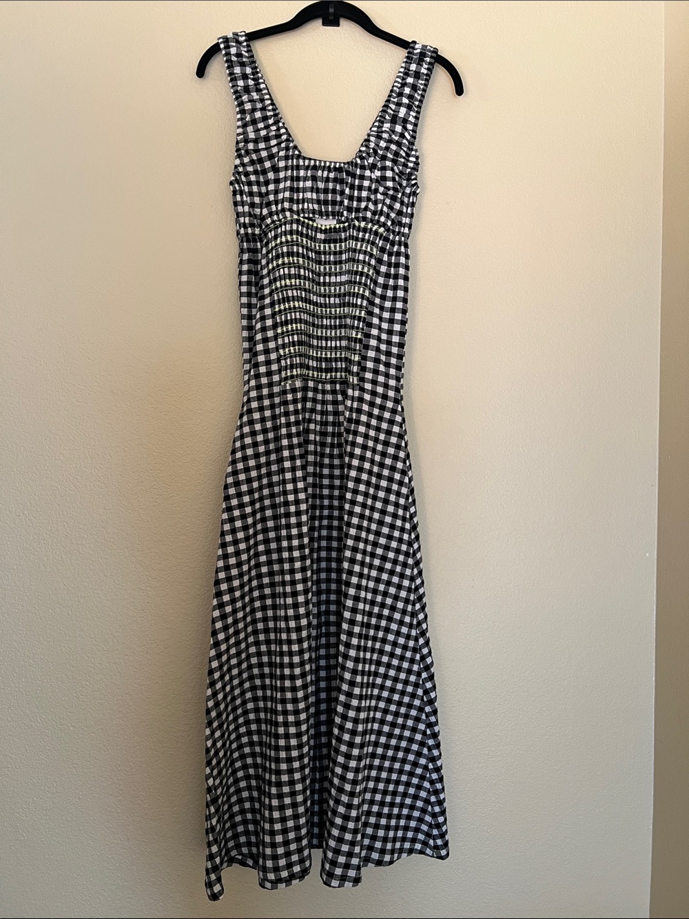 Toit Volant Bella Black & White Gingham Maxi Dress with Square Neck